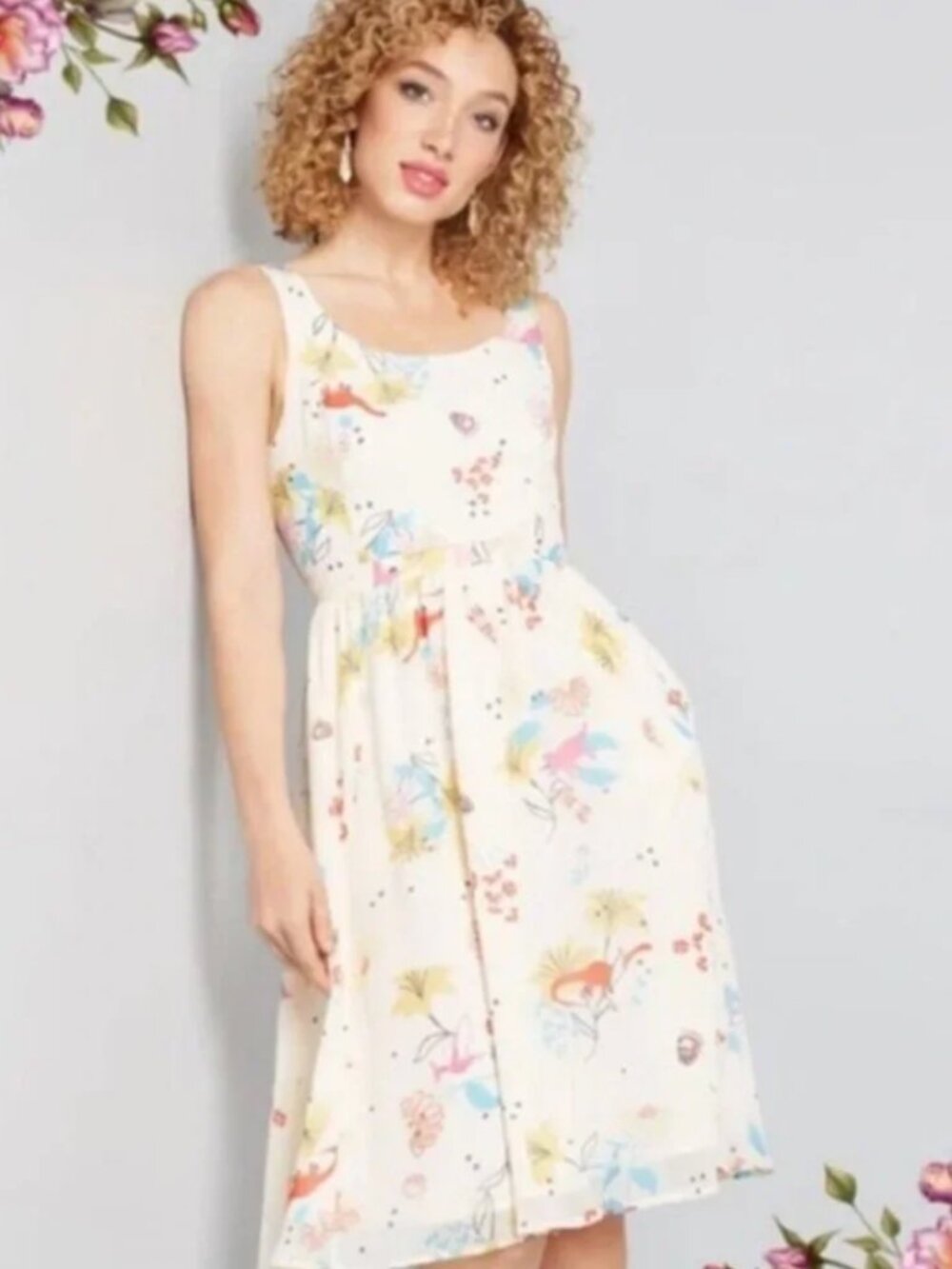 NWT Size M ModCloth Nordstrom Space Dino Fit and Flare Dress - Picture 7 of 7